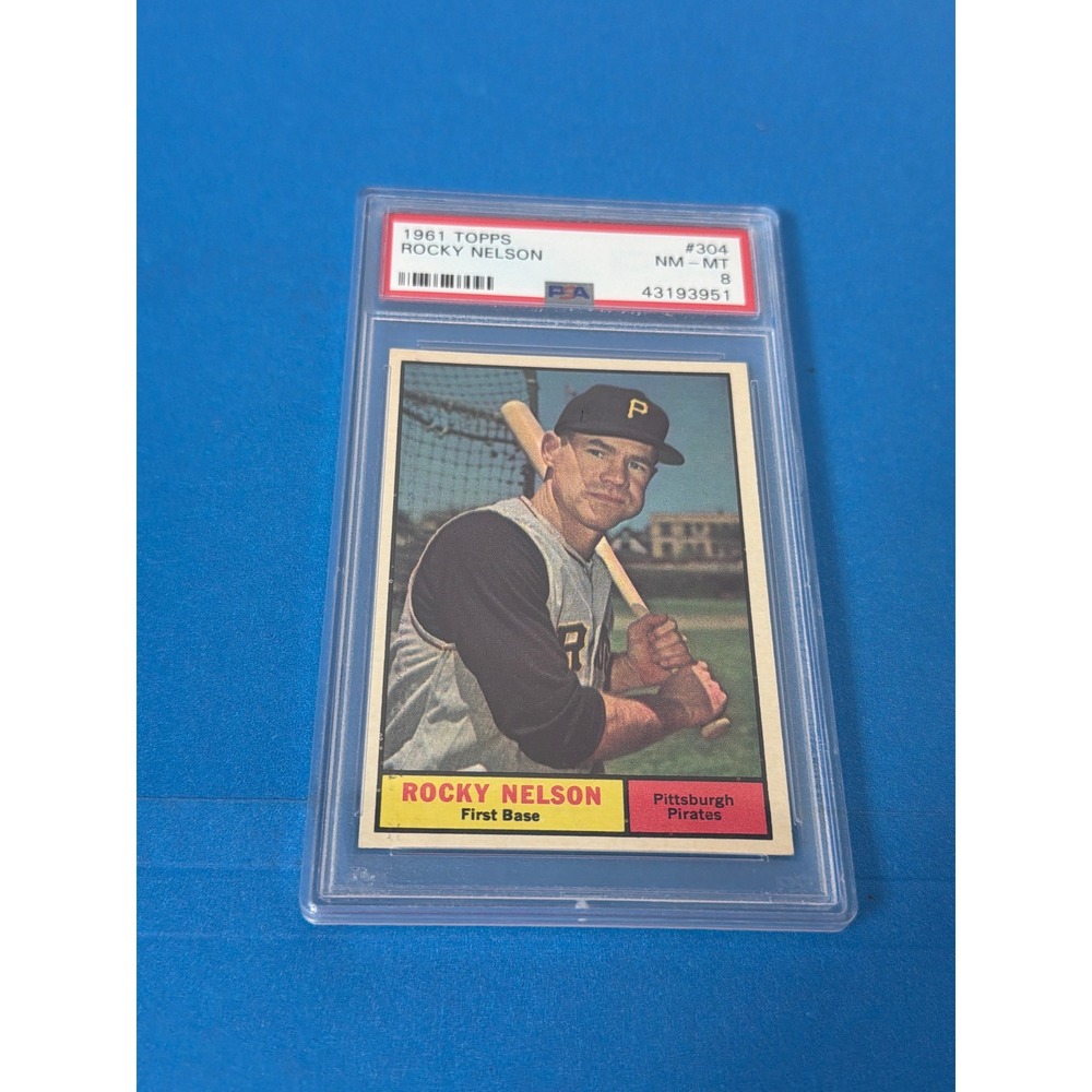 1961 Topps Rocky Nelson 304 Pittsburgh Pirates PSA 8 NM-MT Baseball Card